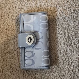 Coach Penelope Optic Metallic Signature Long Bifold Wallet w/ Checkbook Holder